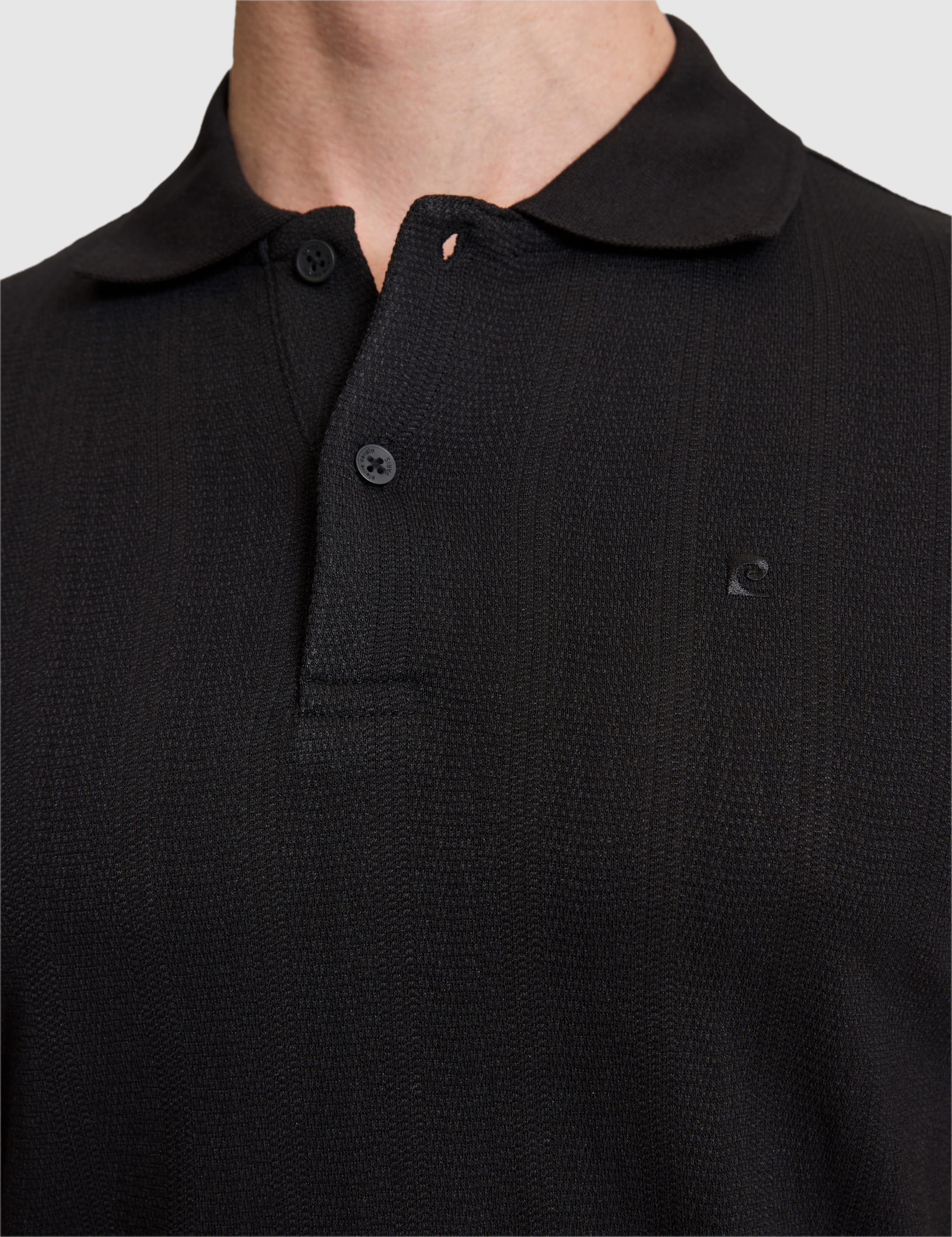 Siyah Slim Fit Düğmeli Polo Yaka Tişört - Image 6