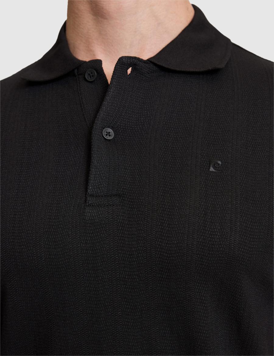 Siyah Slim Fit Düğmeli Polo Yaka Tişört