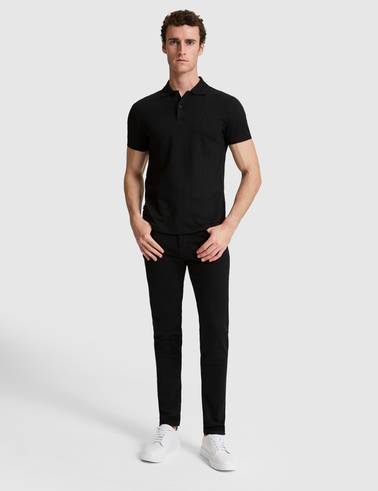 Siyah Slim Fit Düğmeli Polo Yaka Tişört