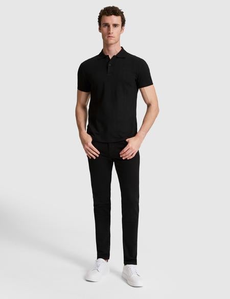 Siyah Slim Fit Düğmeli Polo Yaka Tişört - 50321192042