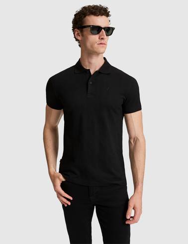 Siyah Slim Fit Düğmeli Polo Yaka Tişört