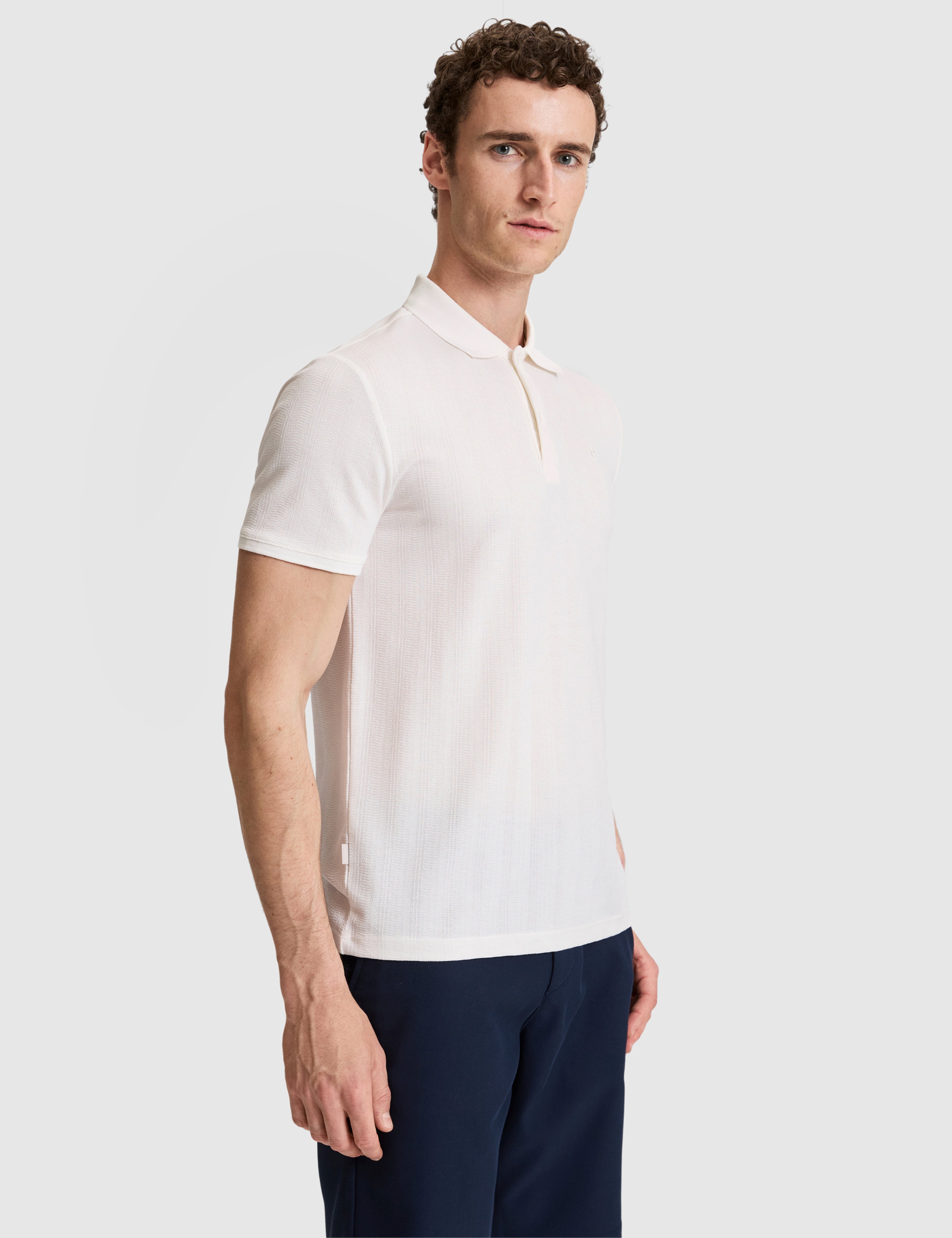 Ekru Slim Fit Düğmeli Polo Yaka Tişört
