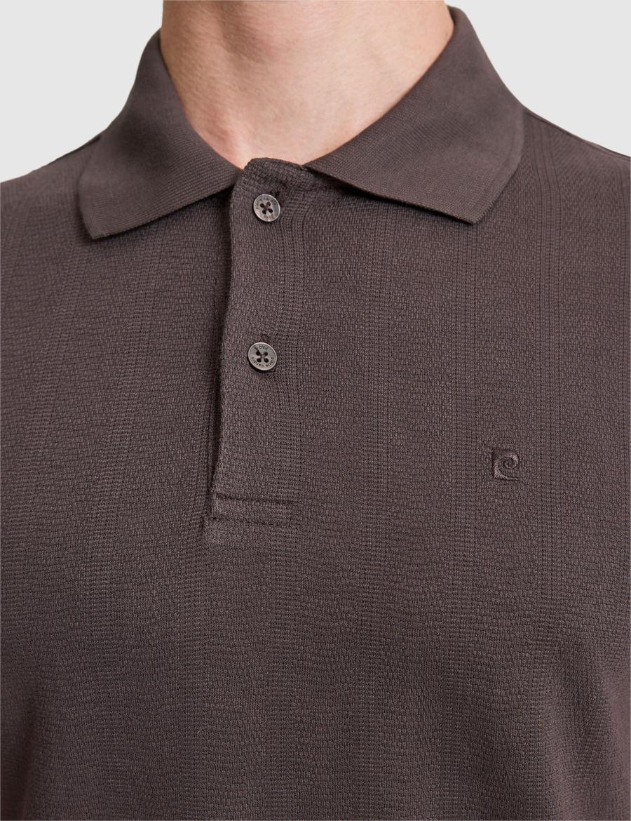 Koyu Kahverengi Slim Fit Düğmeli Polo Yaka Tişört