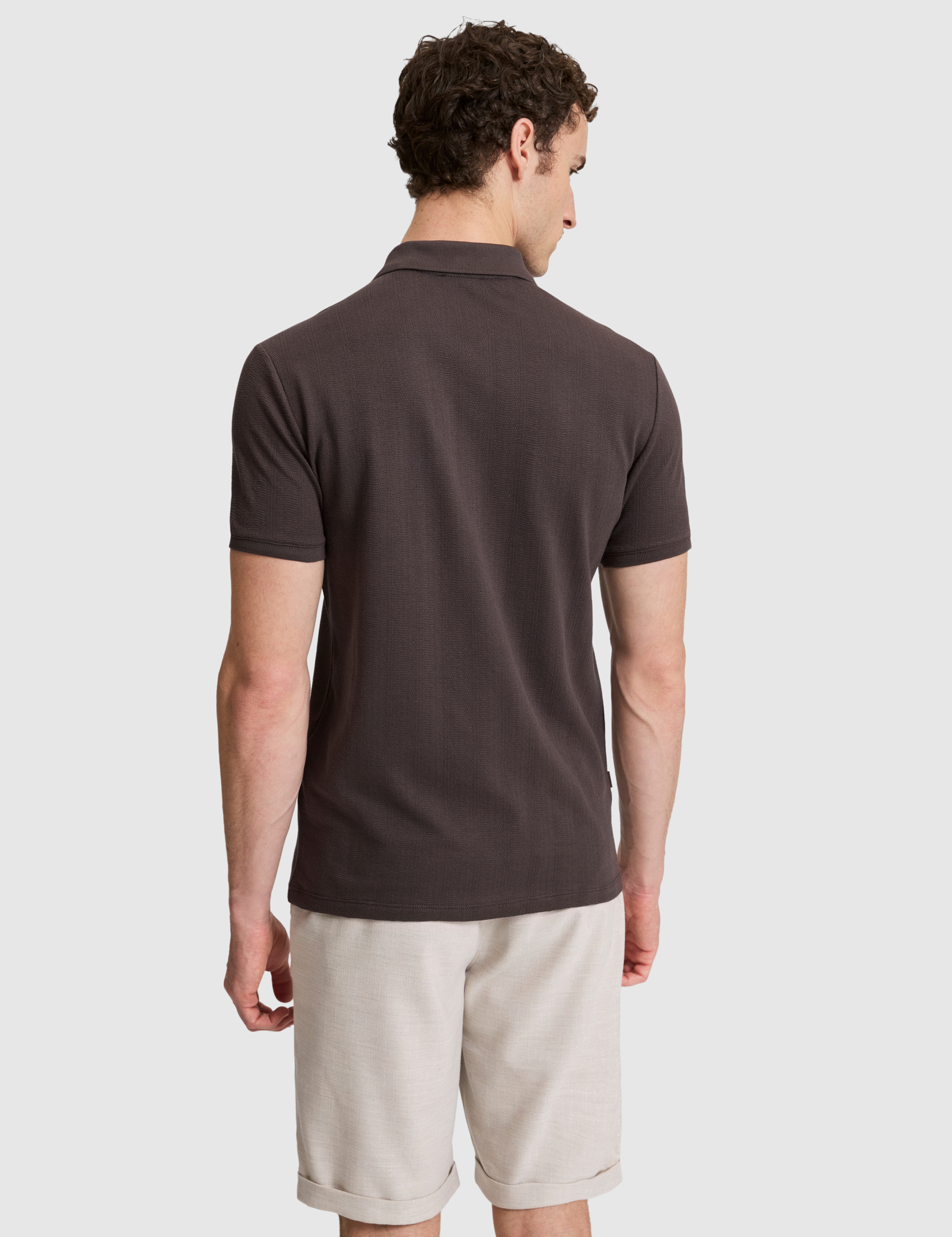 Koyu Kahverengi Slim Fit Düğmeli Polo Yaka Tişört - Image 5