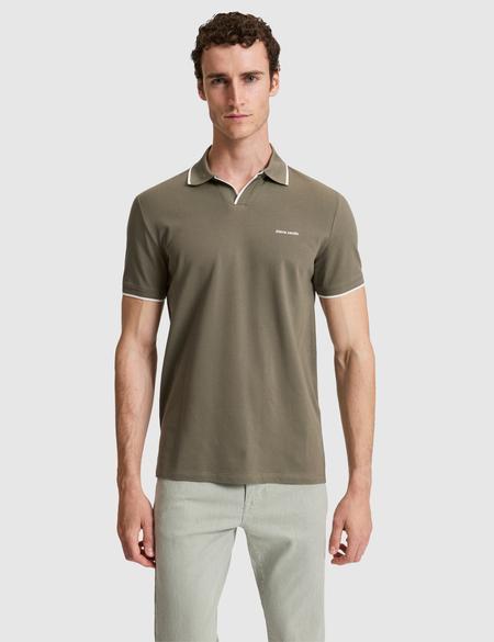 Haki Slim Fit %100 Pamuk Apaş Yaka Tişört - 50321029033