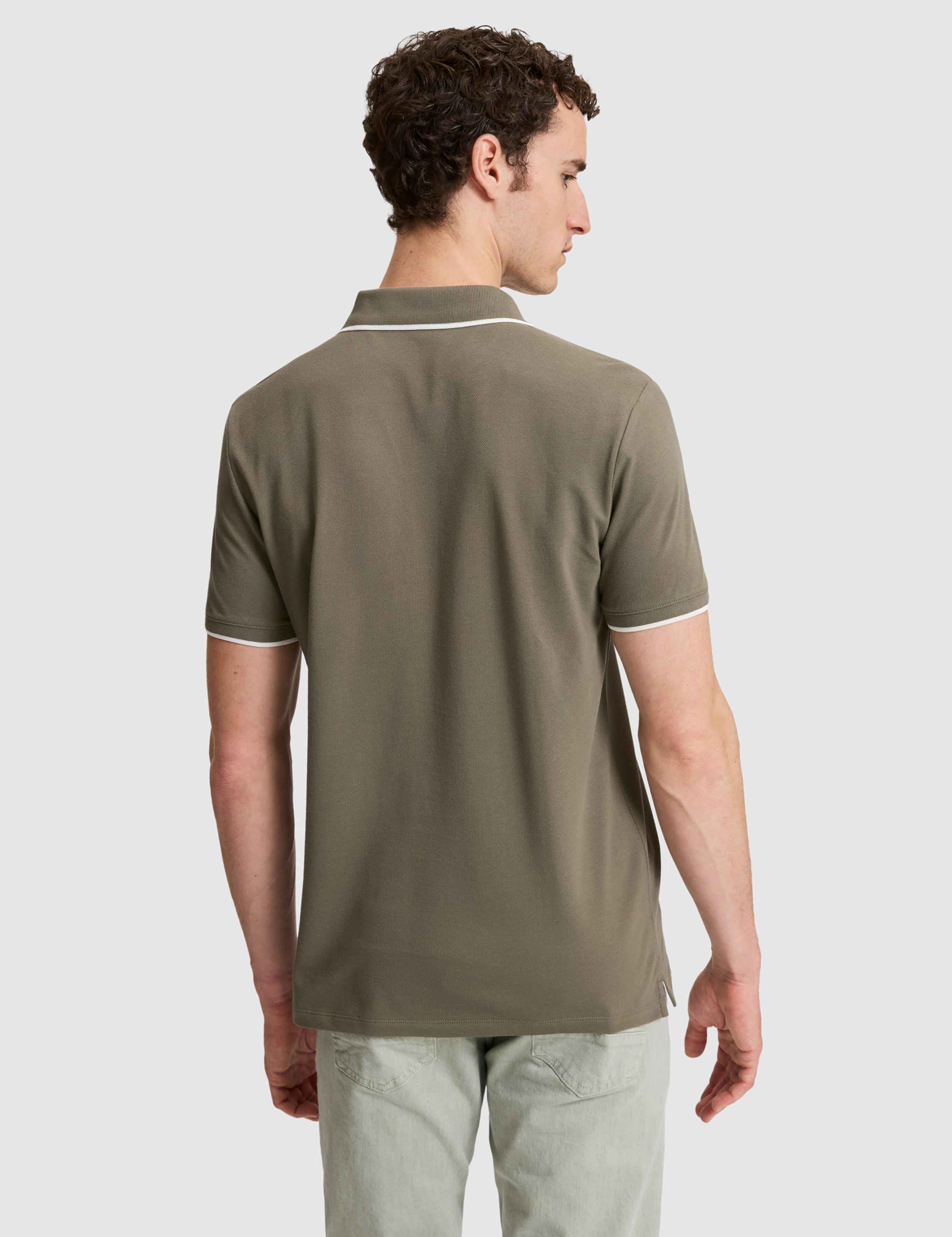 Haki Slim Fit %100 Pamuk Apaş Yaka Tişört