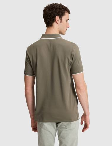 Haki Slim Fit %100 Pamuk Apaş Yaka Tişört
