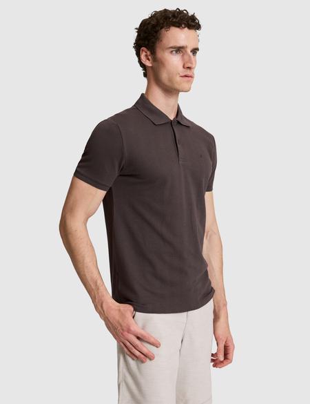 Koyu Kahverengi Slim Fit Düğmeli Polo Yaka Tişört - 50321192001