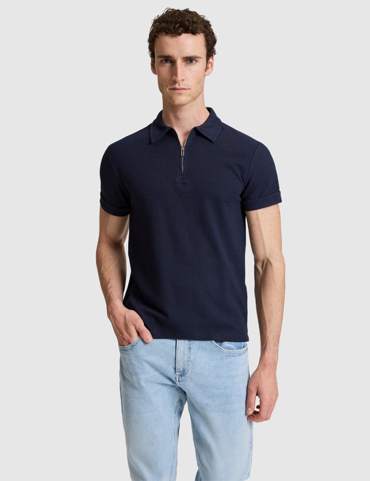 Lacivert Slim Fit Polo Yaka Tişört