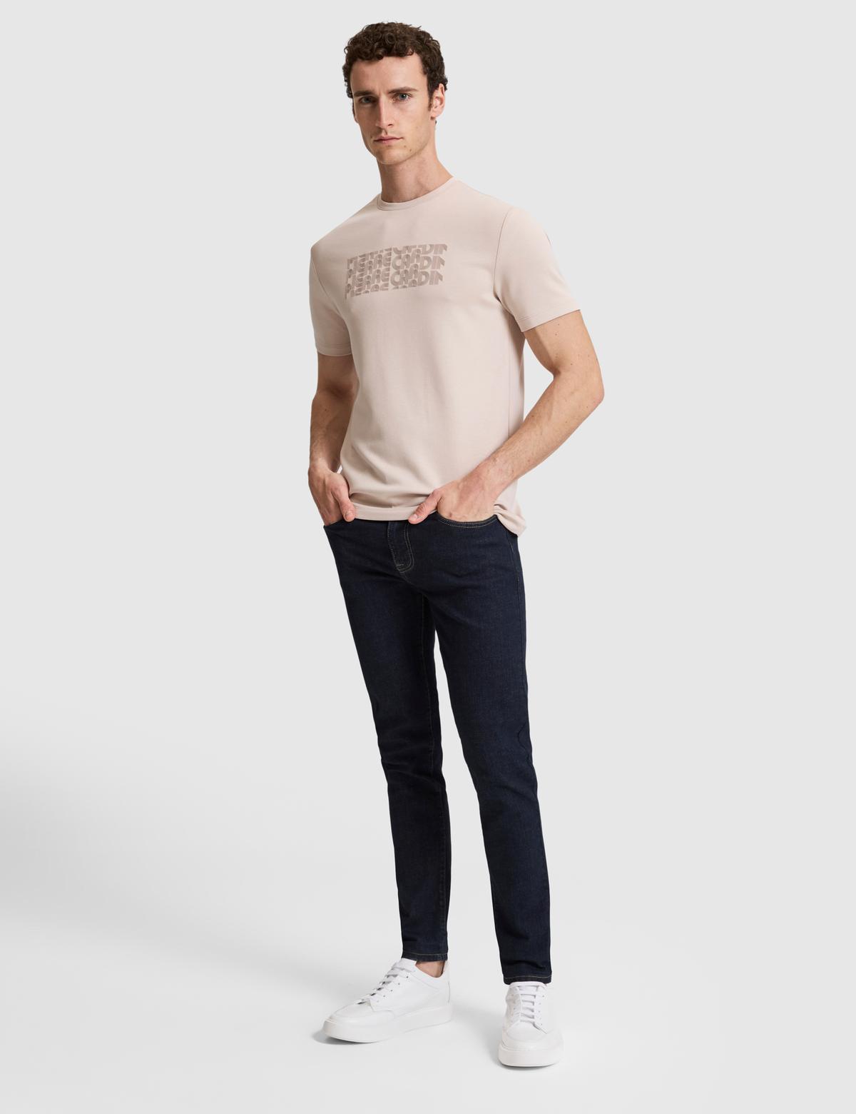 Koyu Bej Regular Fit Bisiklet Yaka Tişört - 50321063034