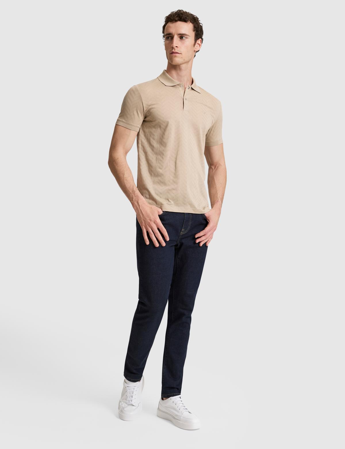 Koyu Bej Slim Fit %100 Pamuk Polo Yaka Tişört - 50321028016