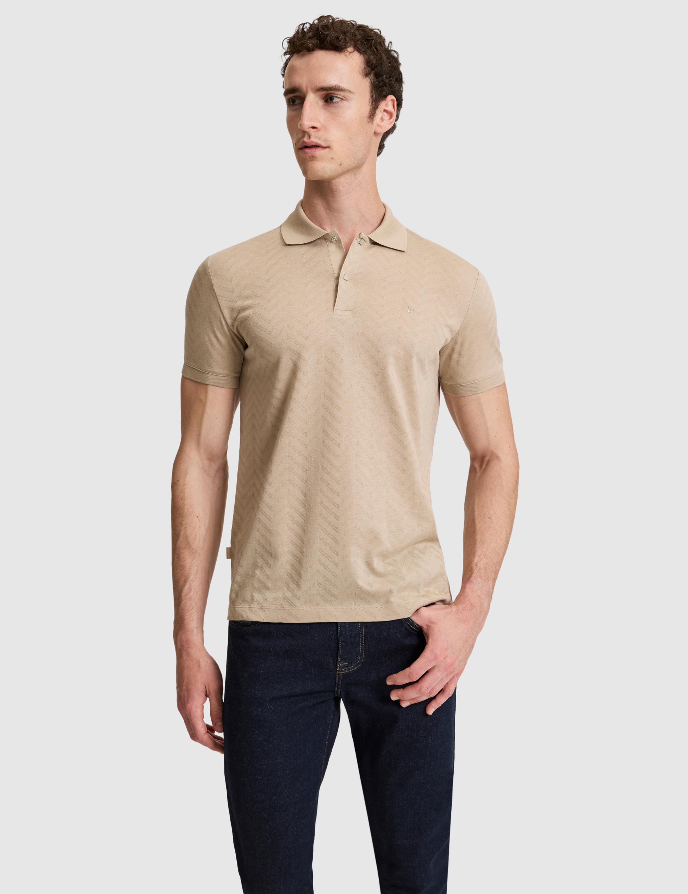 Koyu Bej Slim Fit %100 Pamuk Polo Yaka Tişört