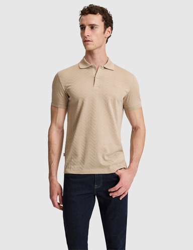 Koyu Bej Slim Fit %100 Pamuk Düğmeli Polo Yaka Tişört