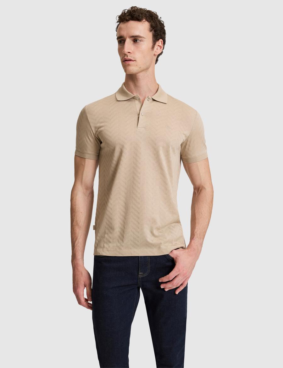Koyu Bej Slim Fit %100 Pamuk Polo Yaka Tişört