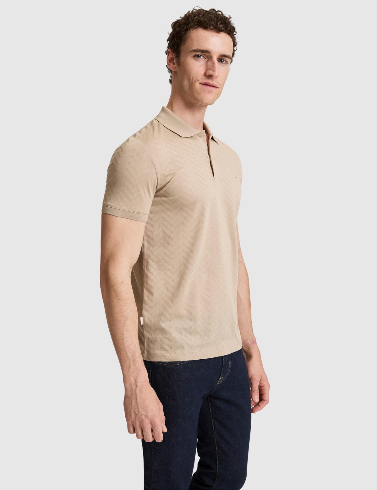 Koyu Bej Slim Fit %100 Pamuk Polo Yaka Tişört - 50321028016