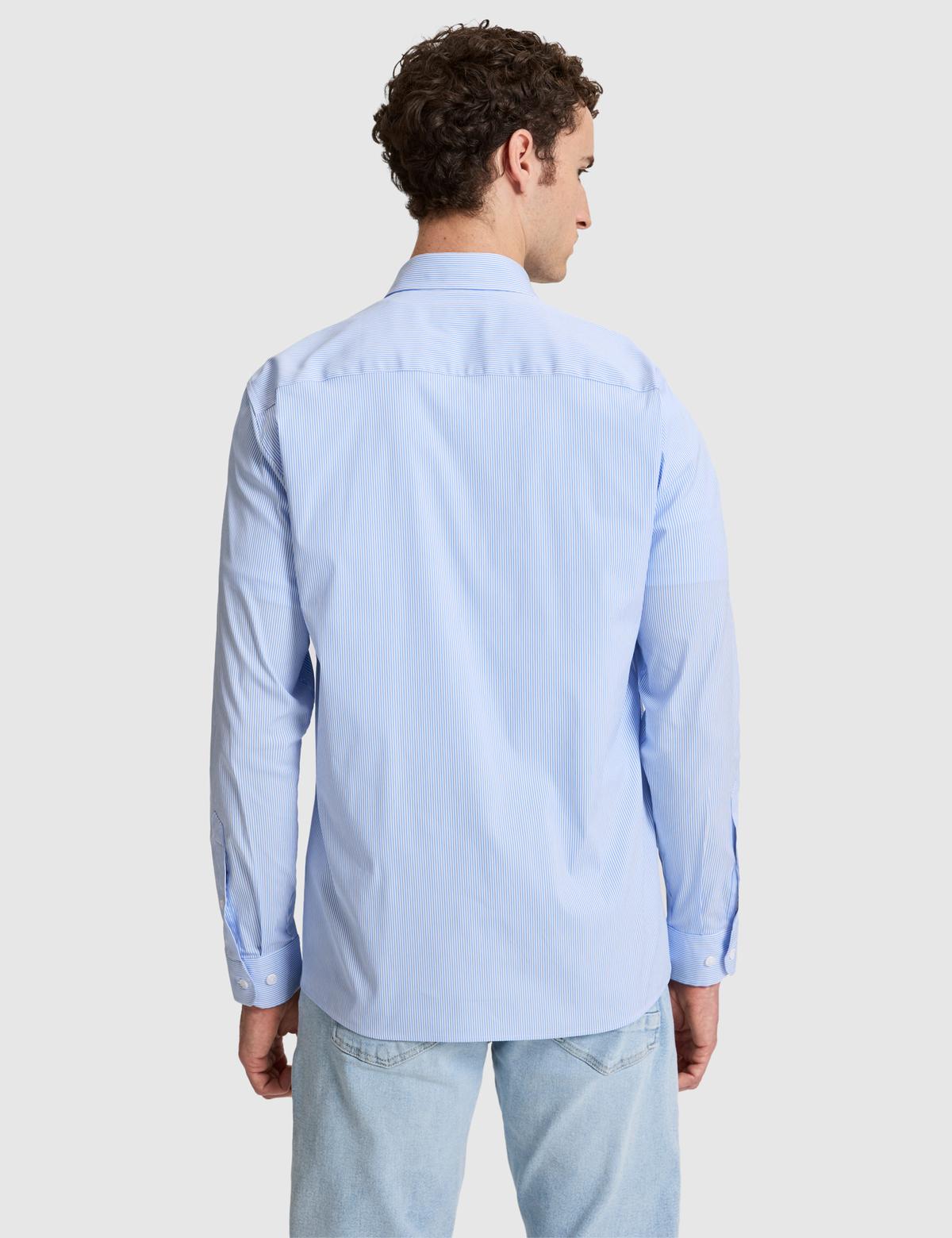 Mavi Çizgili Slim Fit Uzunkollu Gömlek - 50320890007