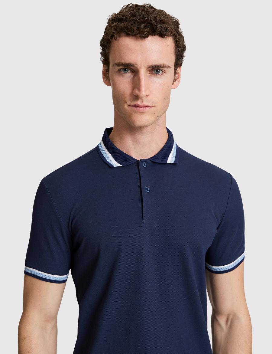 Lacivert Slim Fit Düğmeli Polo Yaka Tişört