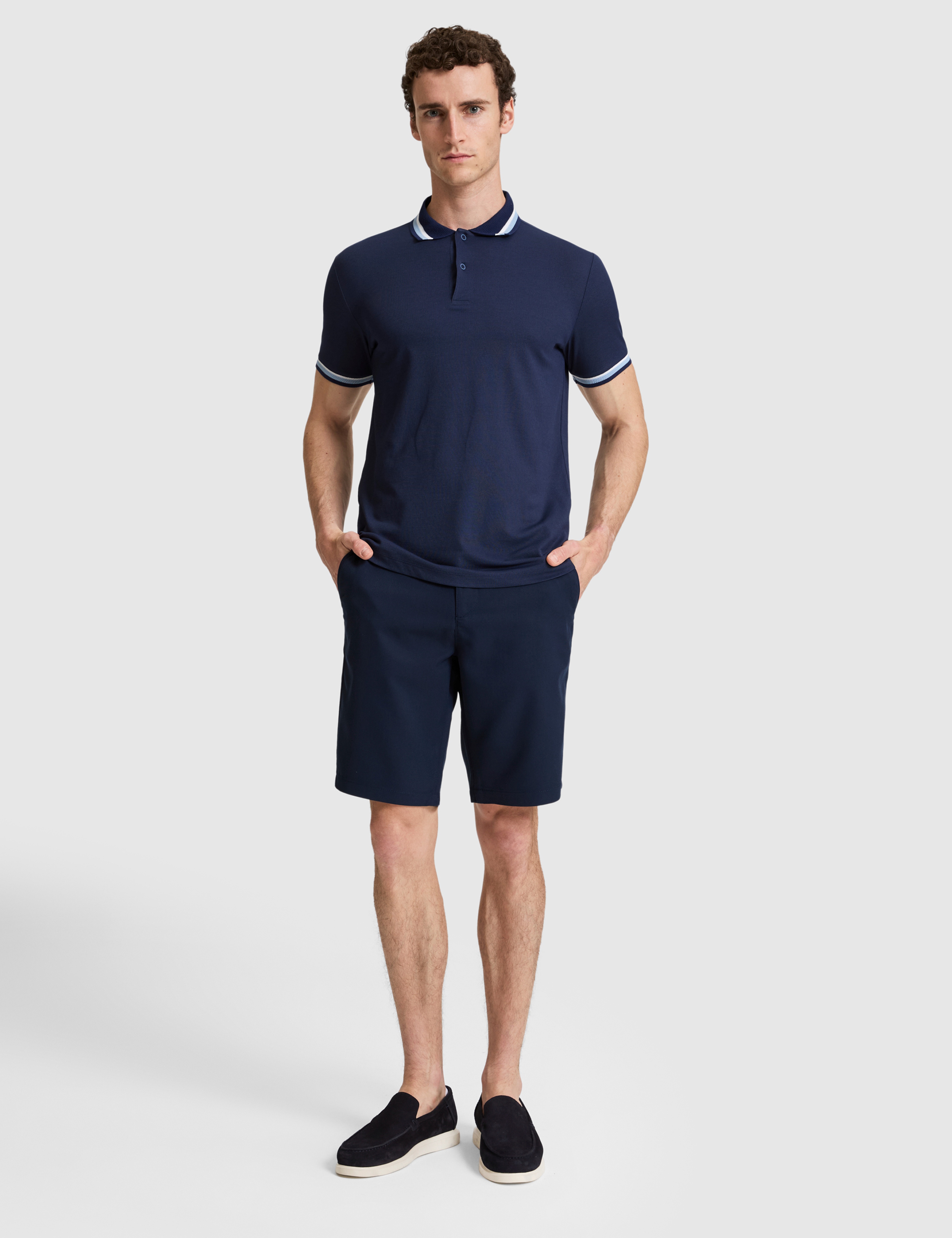 Lacivert Slim Fit Düğmeli Polo Yaka Tişört - Image 4