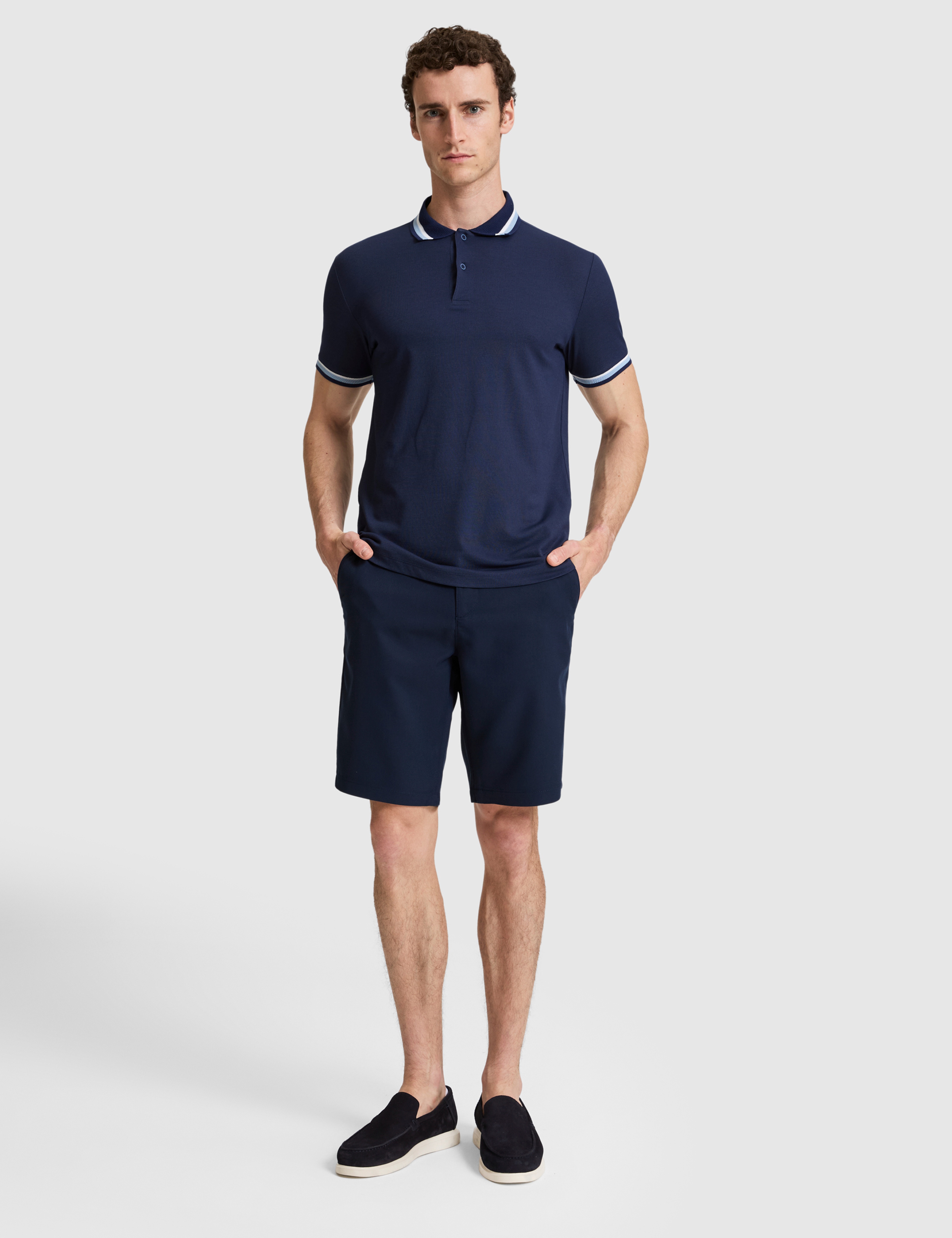 Lacivert Slim Fit Düğmeli Polo Yaka Tişört