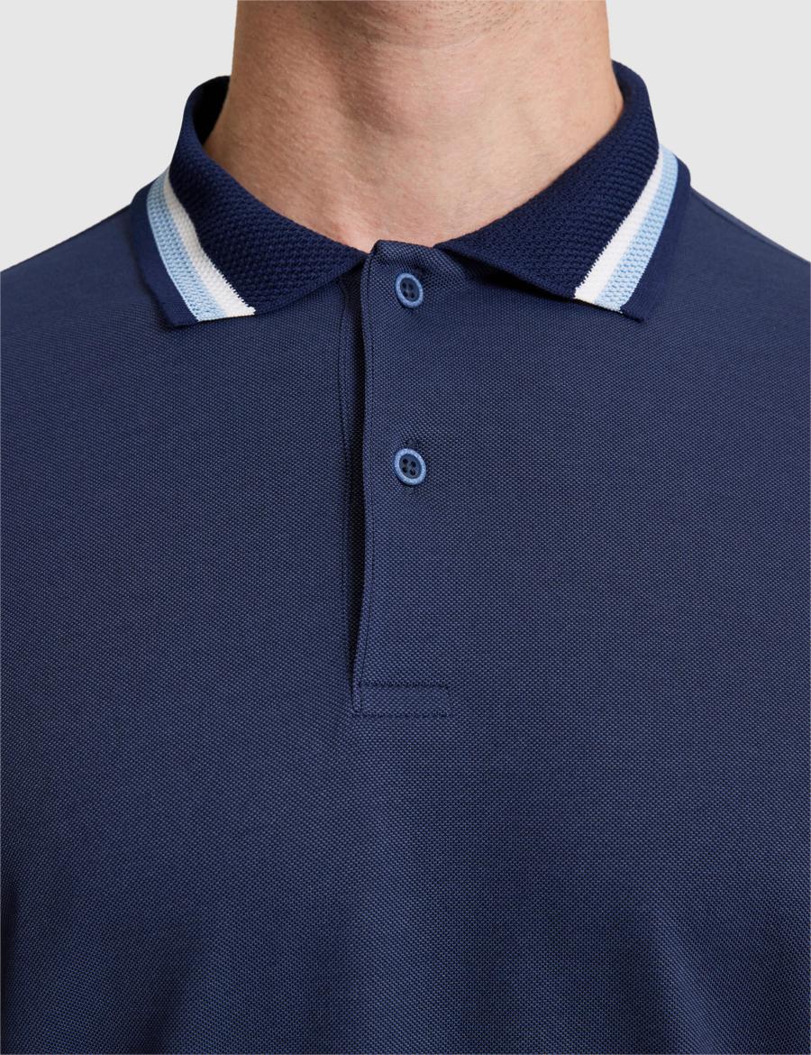 Lacivert Slim Fit Düğmeli Polo Yaka Tişört