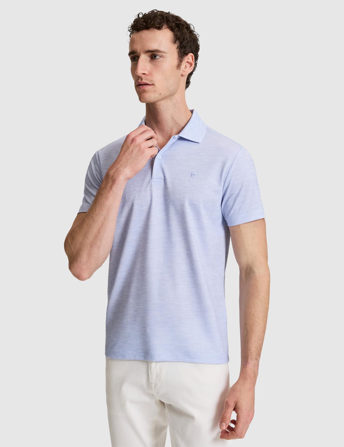 Açık Mavi Slim Düğmeli Fit Polo Yaka Tişört