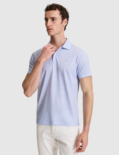 Açık Mavi Slim Düğmeli Fit Polo Yaka Tişört