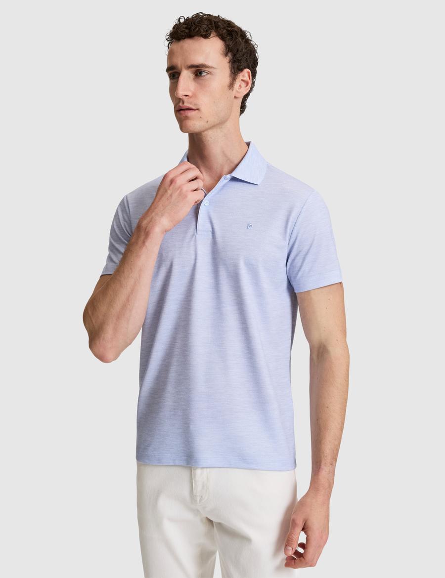 Açık Mavi Slim Düğmeli Fit Polo Yaka Tişört