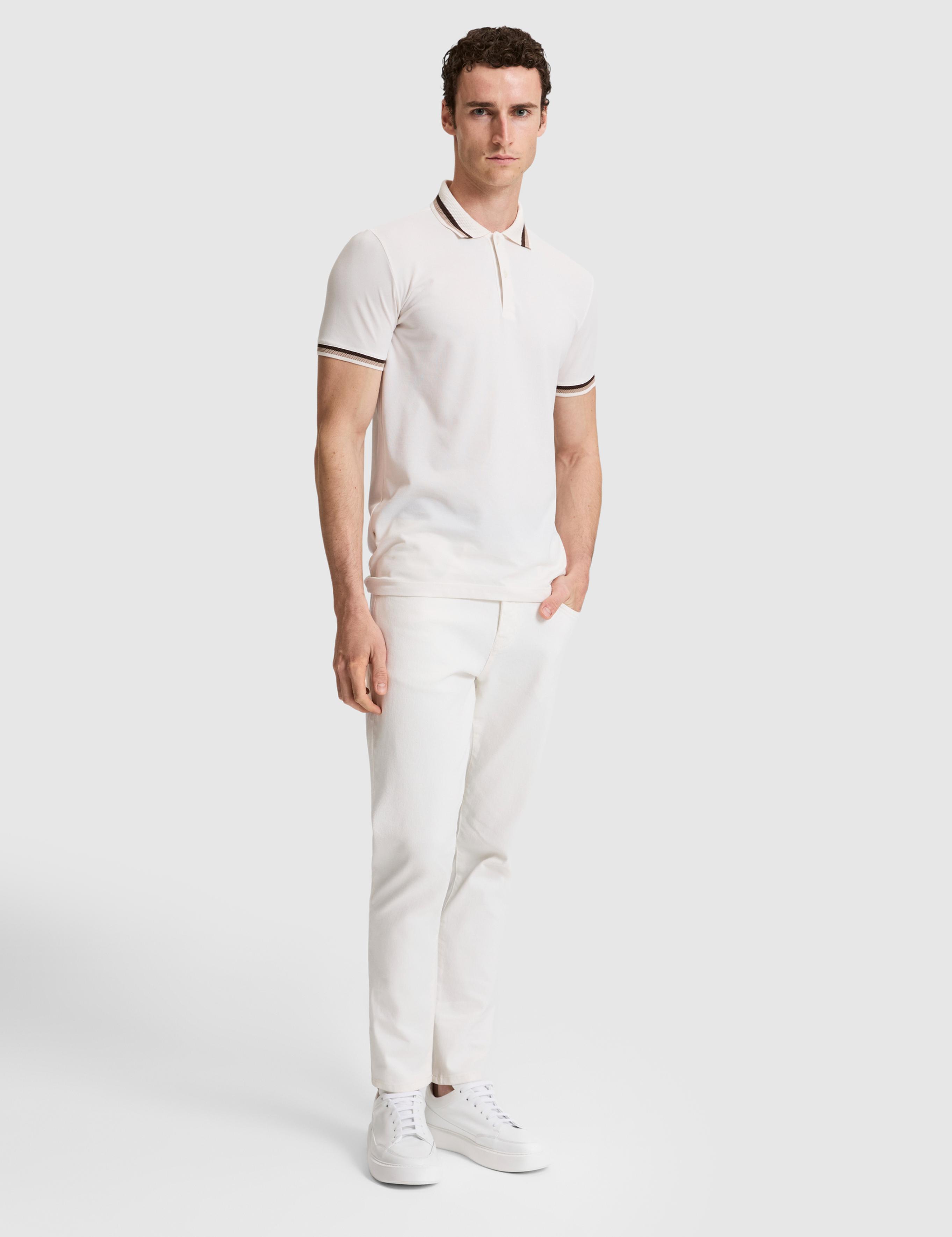 Ekru Slim Fit Düğmeli Polo Yaka Tişört