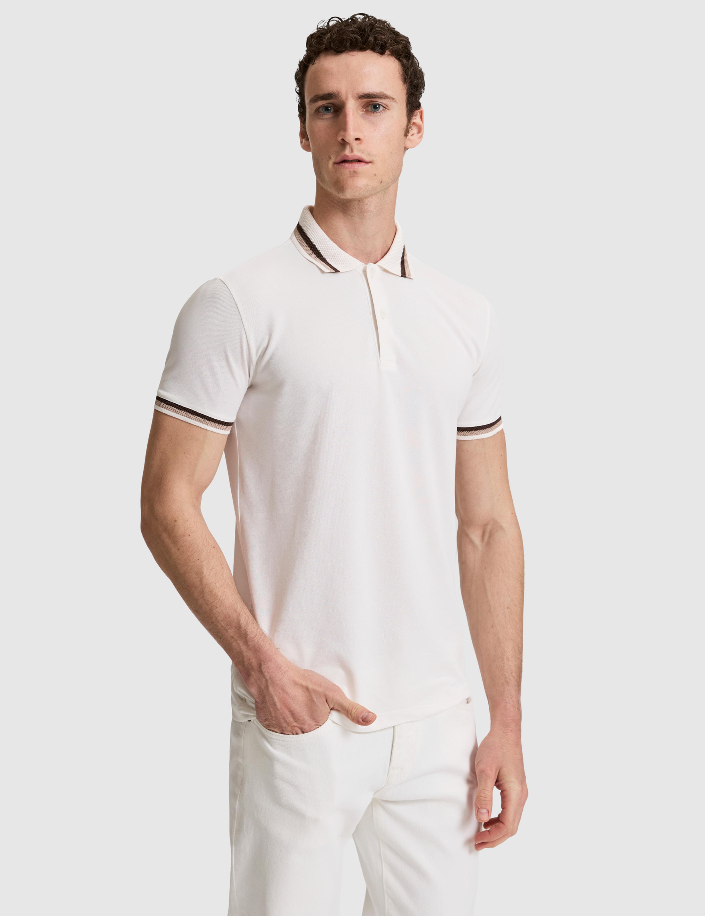Ekru Slim Fit Düğmeli Polo Yaka Tişört