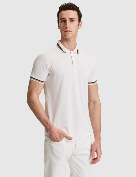 Ekru Slim Fit Düğmeli Polo Yaka Tişört - 50321159040