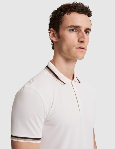 Ekru Slim Fit Düğmeli Polo Yaka Tişört - 50321159040