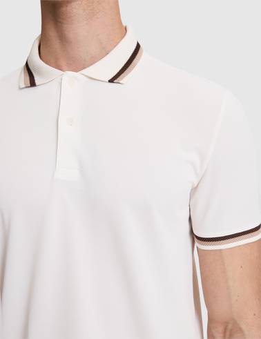 Ekru Slim Fit Düğmeli Polo Yaka Tişört
