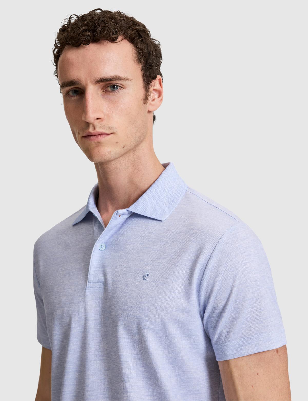 Açık Mavi Slim Düğmeli Fit Polo Yaka Tişört - 50323955035