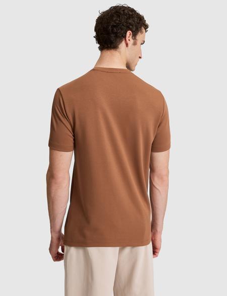 Açık Kahverengi Regular Fit Bisiklet Yaka Tişört - 50321063053
