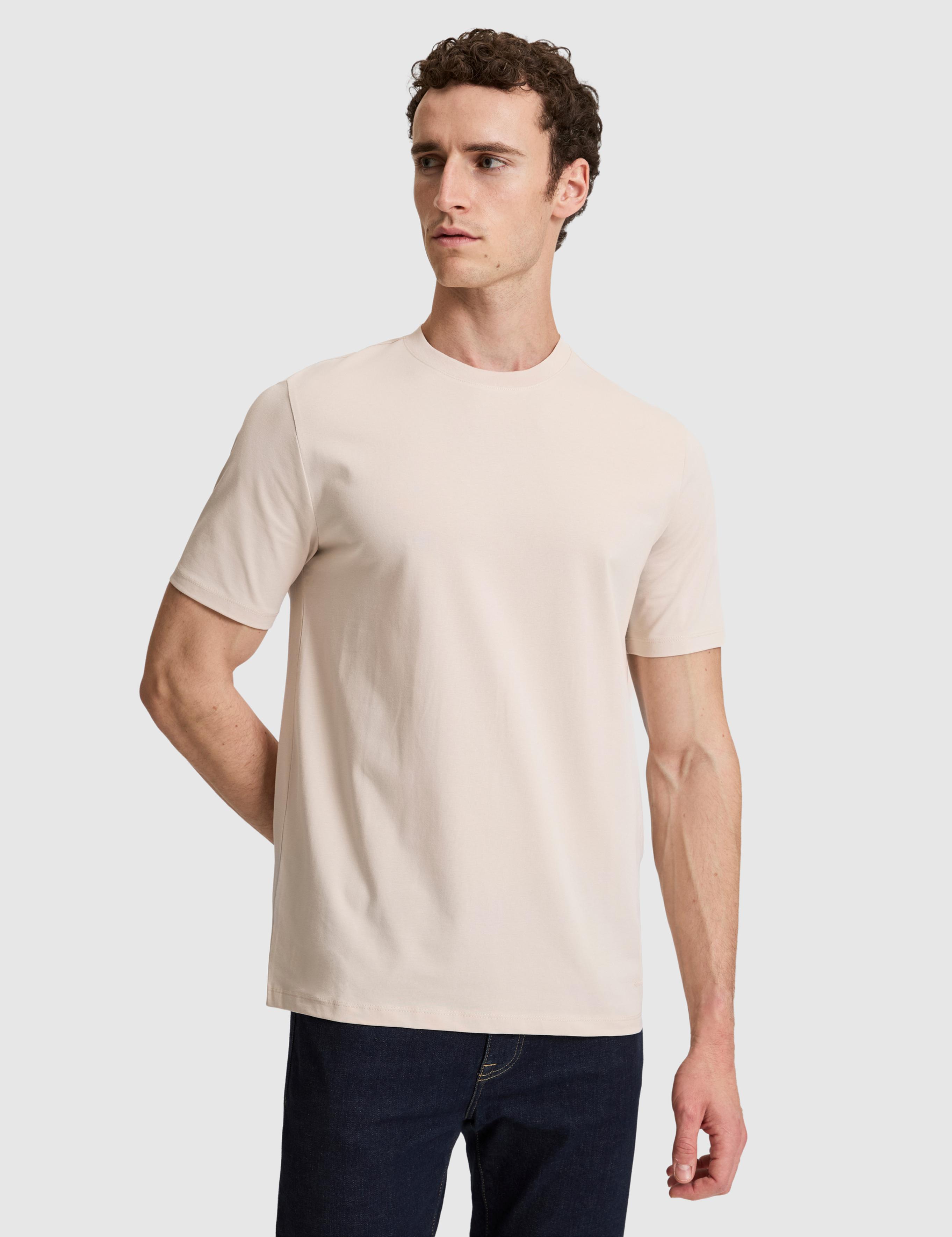 Bej Regular Fit Bisiklet Yaka Tişört