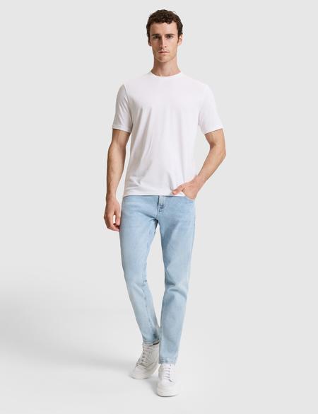 Ekru Regular Fit Bisiklet Yaka Tişört - 50323973082