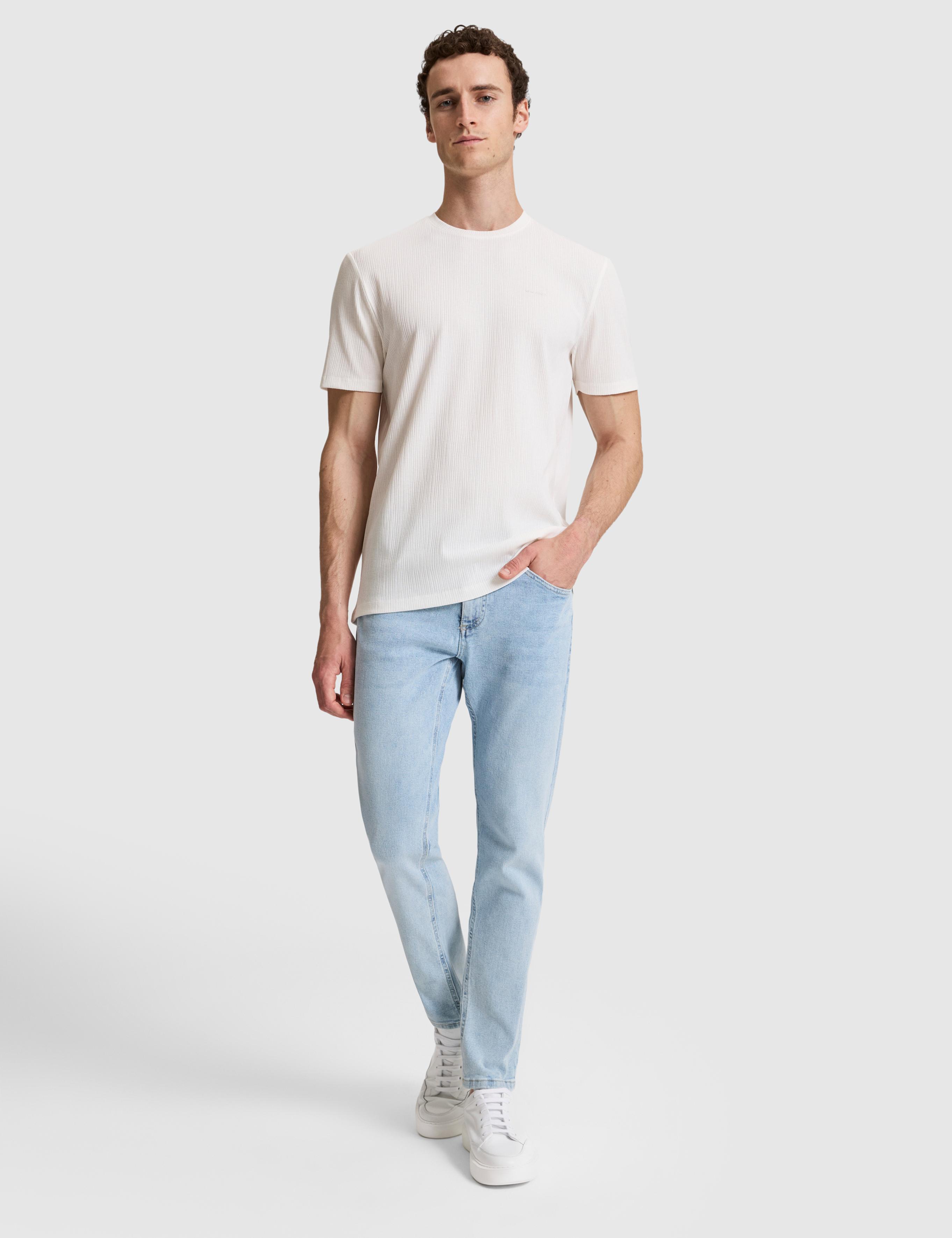 Ekru Regular Fit Bisiklet Yaka Tişört