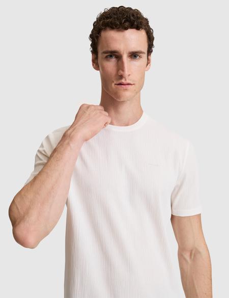 Ekru Regular Fit Bisiklet Yaka Tişört - 50321148073