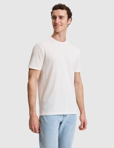 Ekru Regular Fit Bisiklet Yaka Tişört