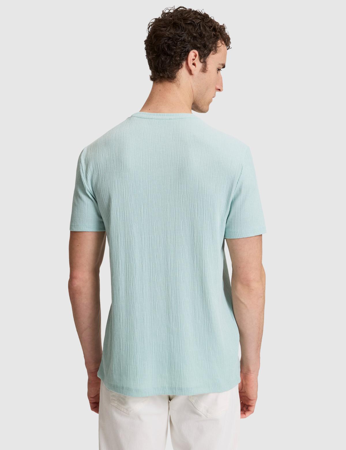 Su Yeşili Regular Fit Bisiklet Yaka Tişört - 50321148084