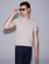 Bej Slim Fit Keten Karışmlı Apaş Yaka Triko Tişört