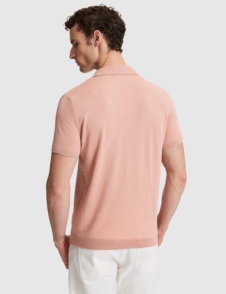 Somon Slim Fit Keten Karışımlı Apaş Yaka Triko Tişört - 50320799040