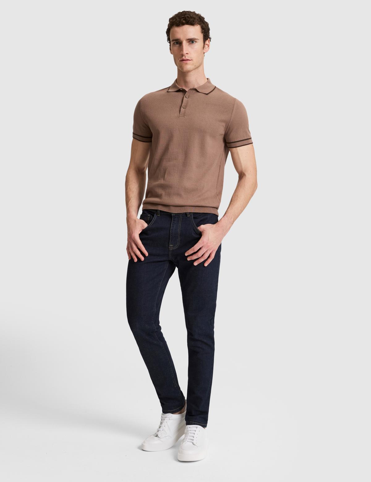Vizon Slim Fit %100 Pamuk Düğmeli Polo Yaka Triko Tişört - 50320831031