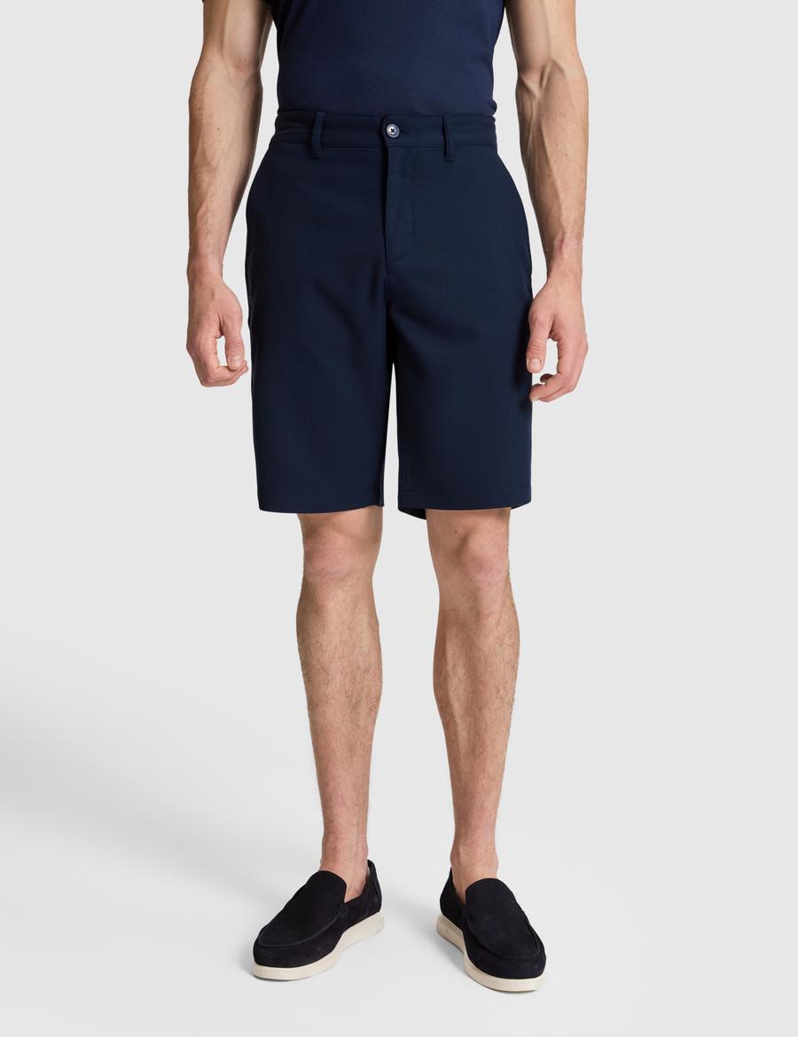 Lacivert Slim Fit Dokuma Şort