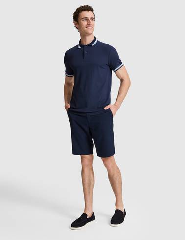 Lacivert Slim Fit Dokuma Şort
