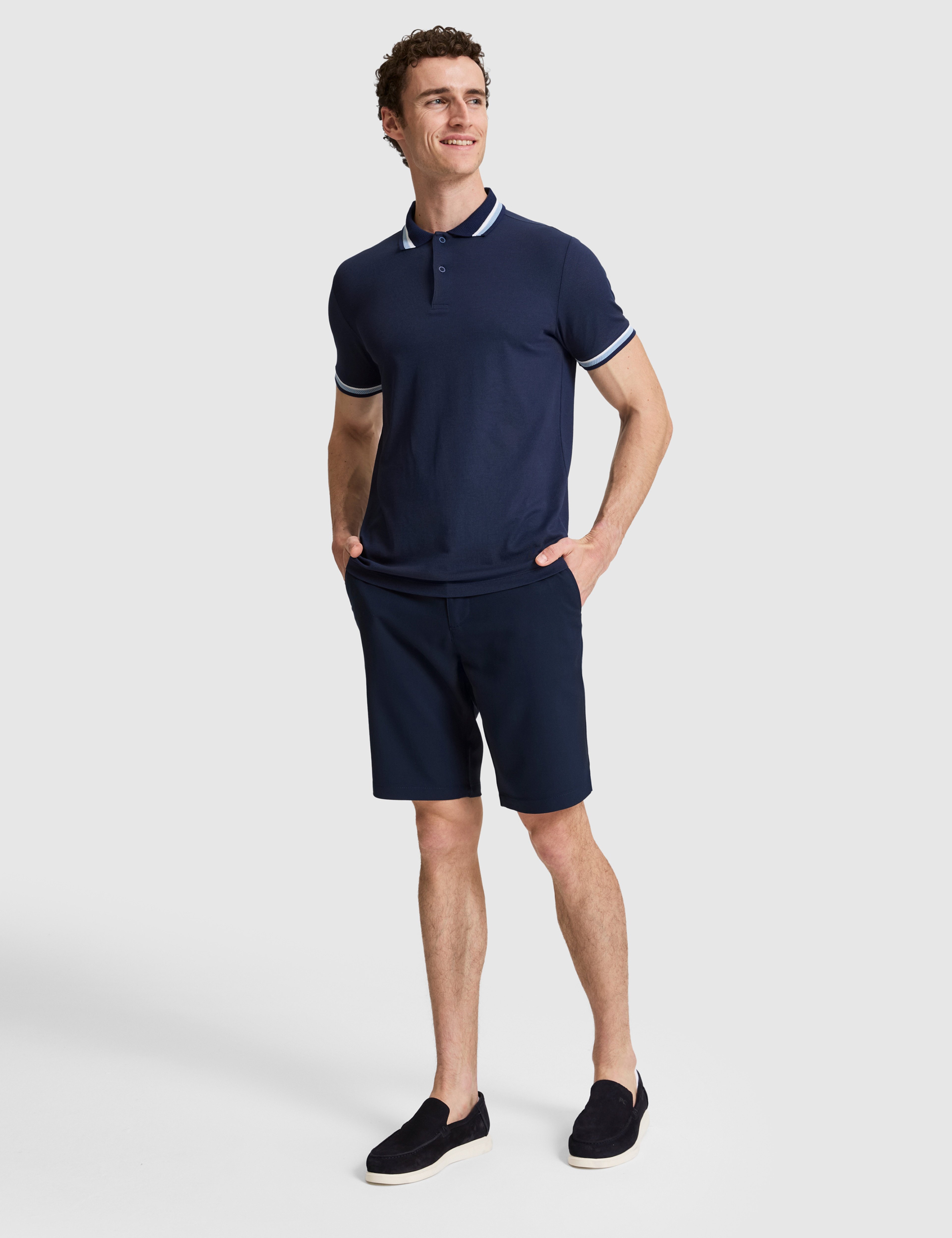 Lacivert Slim Fit Dokuma Şort - Image 3
