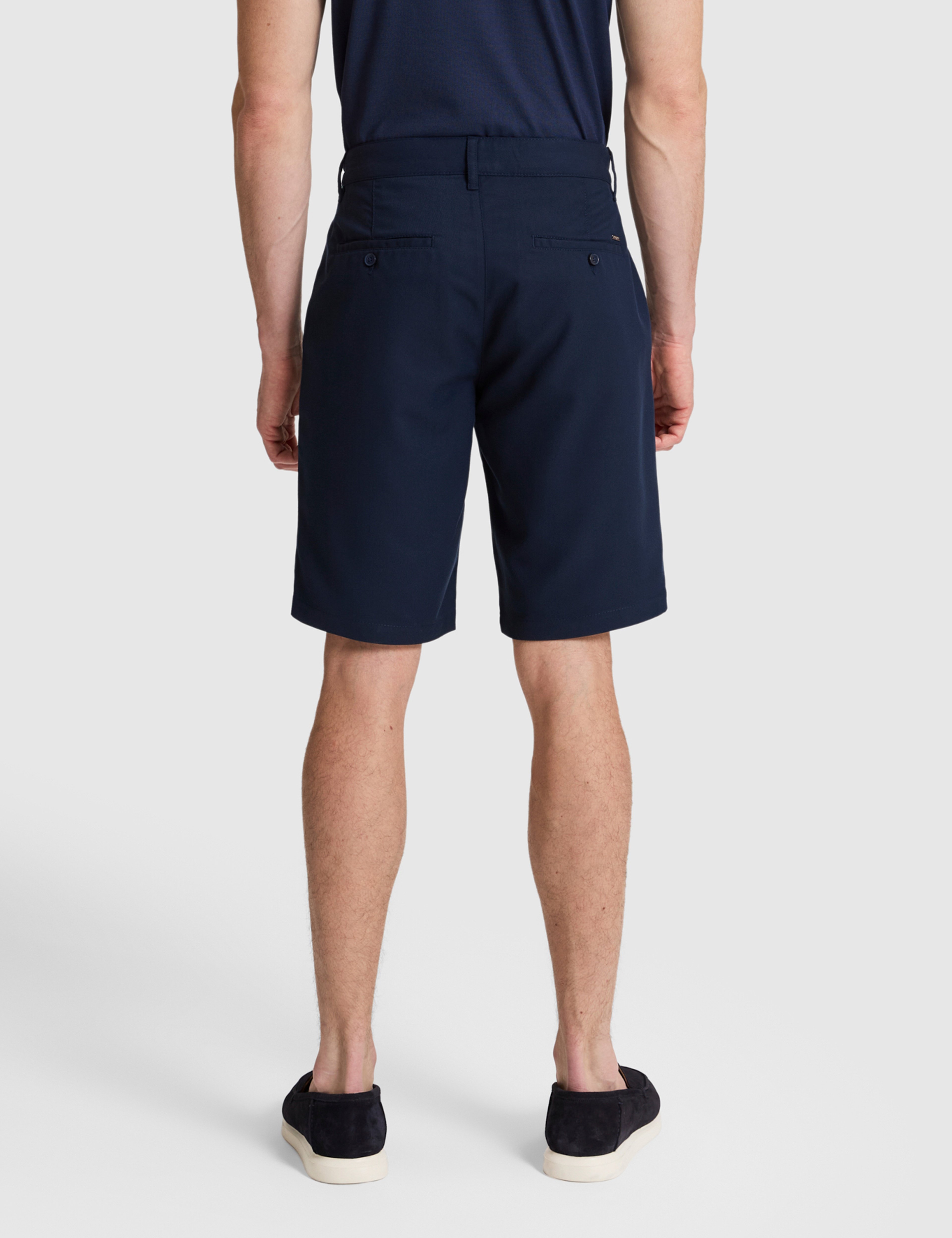 Lacivert Slim Fit Dokuma Şort