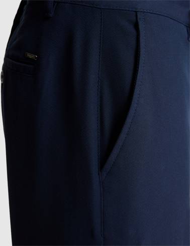Lacivert Slim Fit Dokuma Şort