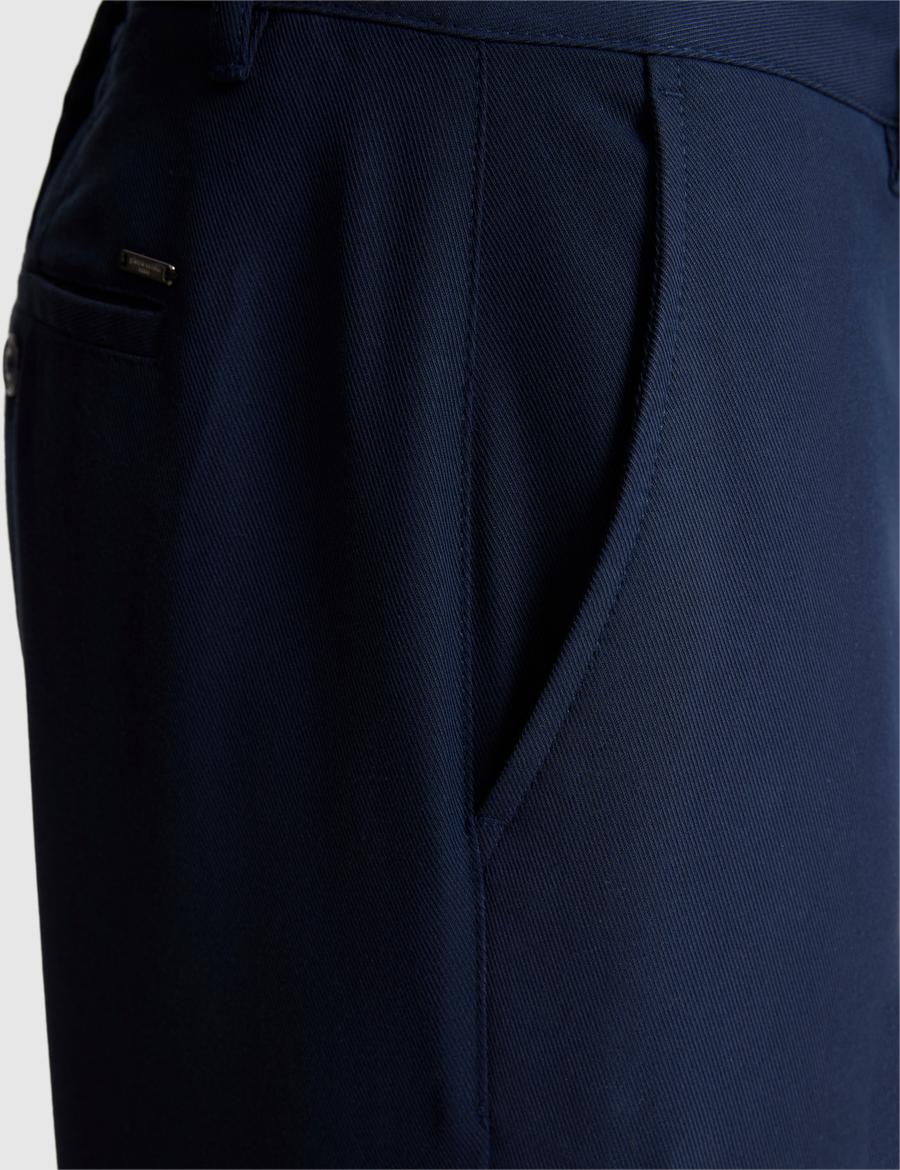Lacivert Slim Fit Dokuma Şort