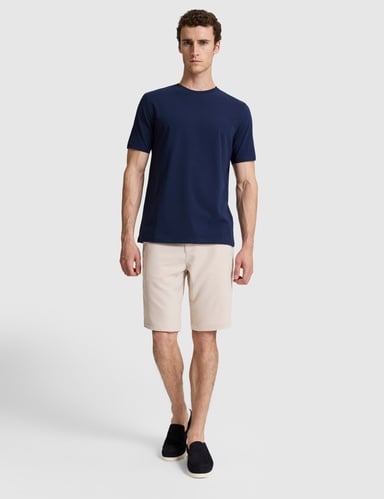 Bej Slim Fit Dokuma Şort